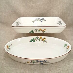 Woodhill Oval & Rectangle 12 x 9" Baker Floral Set Blue Yellow Purple Flower Set